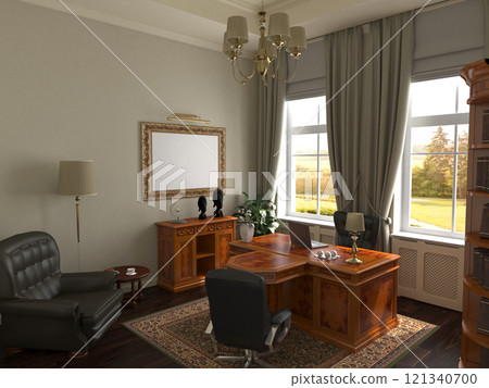 director's office, head office, interior visualization, 3D illustration director's office, head office, interior visualization, 3D illustration 121340700