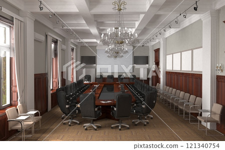 conference room, meeting room, interior visualization, 3D illustration conference room, meeting room, interior visualization, 3D illustration 121340754