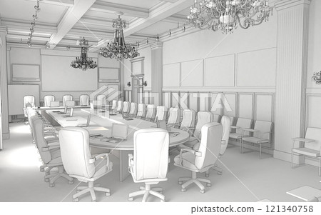 conference room, meeting room, interior visualization, 3D illustration conference room, meeting room, interior visualization, 3D illustration 121340758
