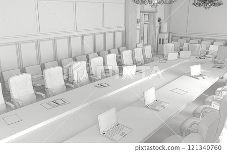 conference room, meeting room, interior visualization, 3D illustration conference room, meeting room, interior visualization, 3D illustration 121340760