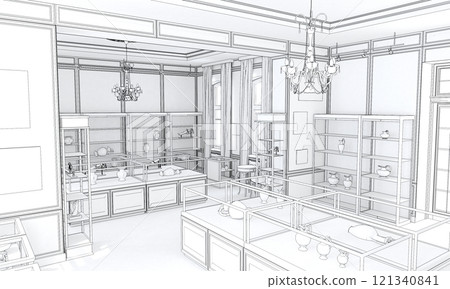 museum, exhibition hall, interior visualization, 3D illustration museum, exhibition hall, interior visualization, 3D illustration 121340841
