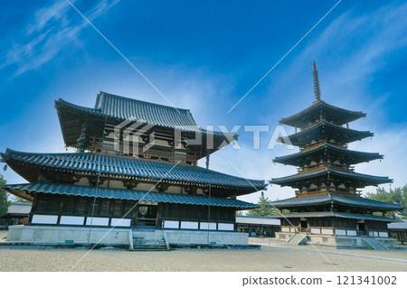 世界遺產、聖德宗總寺、法隆寺西院伽藍、本堂、五層寶塔 121341002