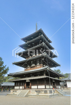 世界遺產：聖德宗總部、法隆寺、西院伽藍、五層寶塔 121341014