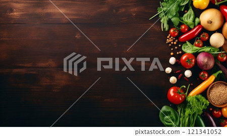 蔬菜和香料框架，帶有邊距的背景材料 121341052