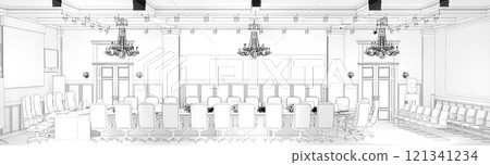 hall, hotel lobby, interior visualization, 3D illustration 121341234