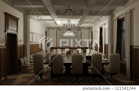 conference room, meeting room, interior visualization, 3D illustration conference room, meeting room, interior visualization, 3D illustration 121341244