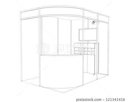 interior, exhibition hall, contour visualization, 3D illustration, sketch, outline interior, exhibition hall, contour visualization, 3D illustration, sketch, outline 121341416