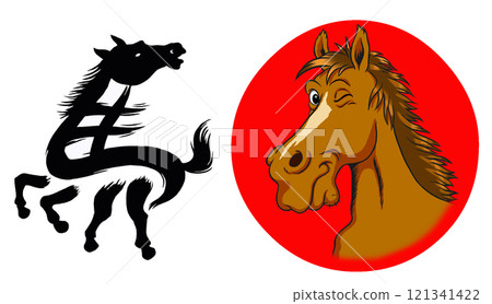 2026 年馬年，新年賀卡零件刷字符插圖集 121341422