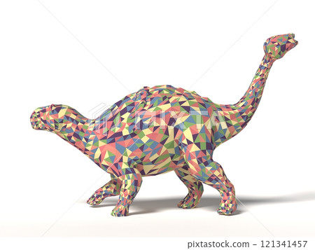 color poly Dinosaur standing on a white background, color poly Dinosaur standing on a white background, 121341457
