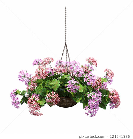 decorative flower in a pot isolated on white background, 3D illustration, cg render decorative flower in a pot isolated on white background, 3D illustration, cg render 121341586