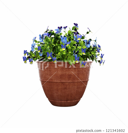 decorative flower in a pot isolated on white background, 3D illustration, cg render decorative flower in a pot isolated on white background, 3D illustration, cg render 121341602