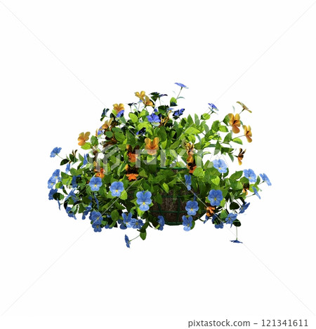 decorative flower in a pot isolated on white background, 3D illustration, cg render decorative flower in a pot isolated on white background, 3D illustration, cg render 121341611