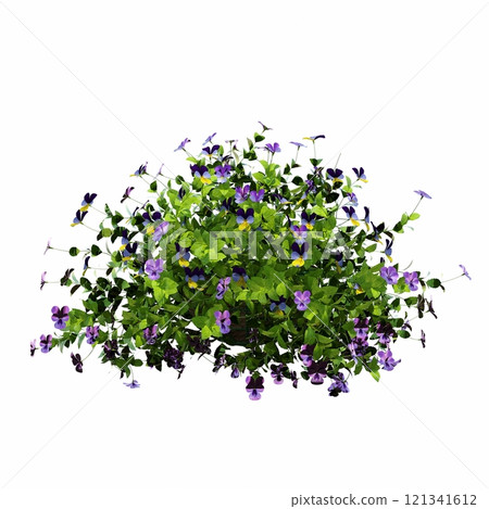 decorative flower in a pot isolated on white background, 3D illustration, cg render 121341612