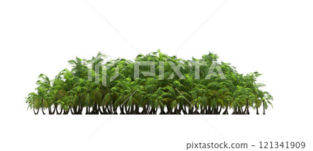 group of trees isolated on a transparent background, forest, sketch, outline illustration, cg render 121341909