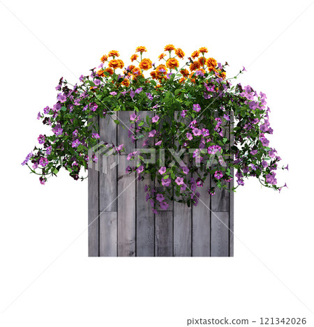 decorative flower in a pot isolate on a transparent background, 3D illustration, cg render decorative flower in a pot isolate on a transparent background, 3D illustration, cg render 121342026