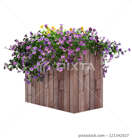 decorative flower in a pot isolate on a transparent background, 3D illustration, cg render decorative flower in a pot isolate on a transparent background, 3D illustration, cg render 121342027