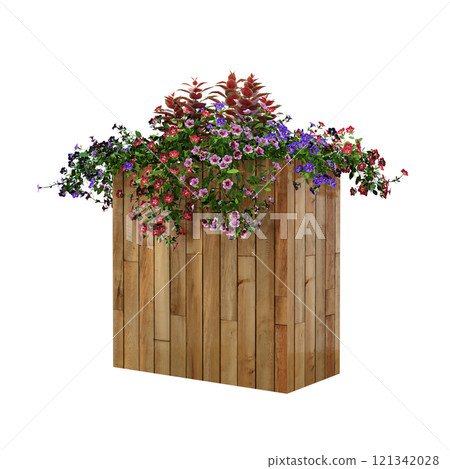 decorative flower in a pot isolate on a transparent background, 3D illustration, cg render 121342028