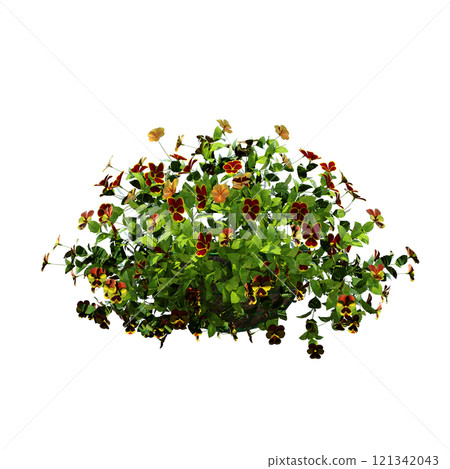 decorative flower in a pot isolate on a transparent background, 3D illustration, cg render decorative flower in a pot isolate on a transparent background, 3D illustration, cg render 121342043