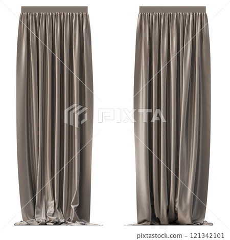 curtain isolated on a transparent background, interior decorations, 3D illustration, cg render curtain isolated on a transparent background, interior decorations, 3D illustration, cg render 121342101