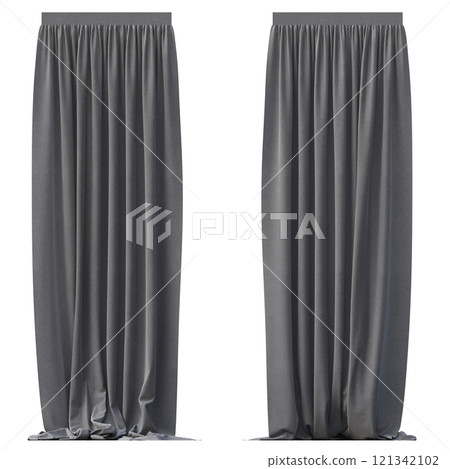 curtain isolated on a transparent background, interior decorations, 3D illustration, cg render 121342102
