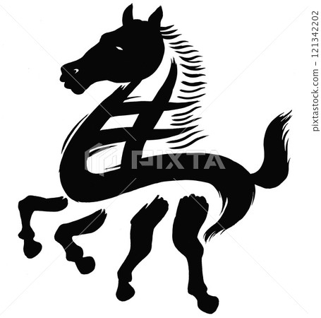 2026 Year of the Horse, New Year's card parts and calligraphy 2026 Year of the Horse, New Year's card parts and calligraphy 121342202