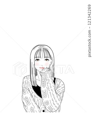 一個女孩抬起眼睛擺姿勢 121342269
