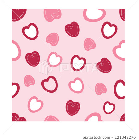 pink seamless colorful background with cute hearts. hand drawn pink seamless colorful background with cute hearts. hand drawn 121342270