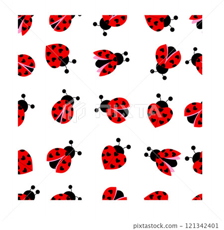 colorful seamless pattern with ladybugs, hand drawn. colorful seamless pattern with ladybugs, hand drawn. 121342401