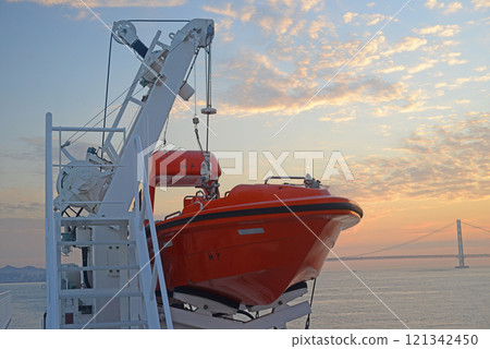 Seto Inland Sea Route Ferry Lifeboat and Akashi Kaikyo Bridge-1 121342450