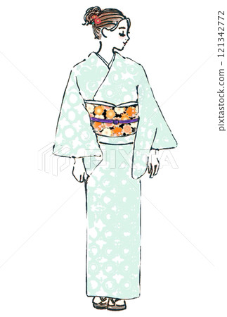 一個穿著和服的女人 121342772