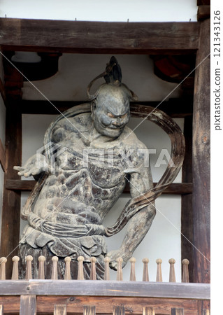 Horyu-ji Temple, Inner Gate, and Kongo Rikishi Statue (Ikaruga Town, Nara Prefecture) 121343126