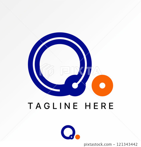 Logo design graphic concept creative premium vector stock image graphic initial O or Q dot font circle connected cut ring to monogram typography tech 121343442