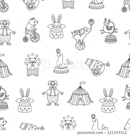 outline circus seamless pattern 121343522