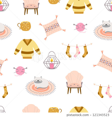 cozy elements seamless pattern 121343523
