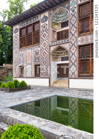 Shaki Khan's Palace in Shaki, Azerbaijan With Stunning Architecture and Scenic Reflection Pool 121343535