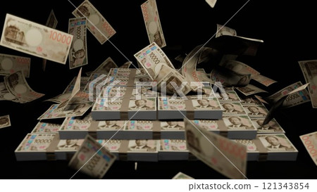 10,000 yen bills falling from the sky 10,000 yen bills falling from the sky 121343854
