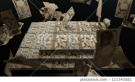 一萬日元鈔票從天而降 一萬日元鈔票從天而降 121343881