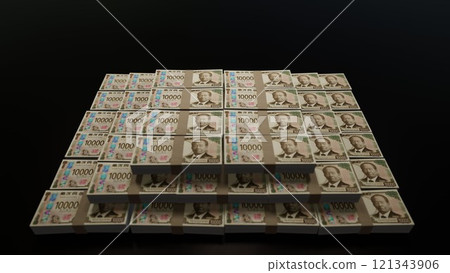 10,000 yen bills falling from the sky 121343906