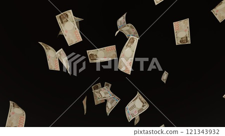 10,000 yen bills falling from the sky 121343932