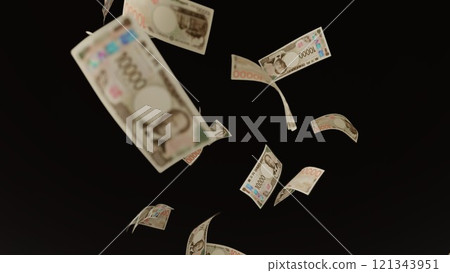 10,000 yen bills falling from the sky 121343951