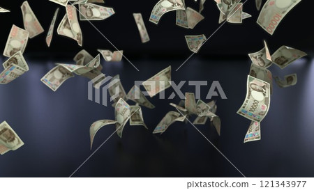 10,000 yen bills falling from the sky 121343977