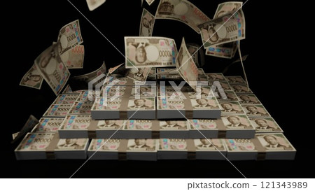 10,000 yen bills falling from the sky 10,000 yen bills falling from the sky 121343989