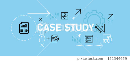 Case study concept research learn lesson knowledge course studies investigation report information analyzing data design set icon outline collection 121344659