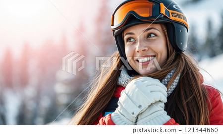 a young woman with ski 121344660