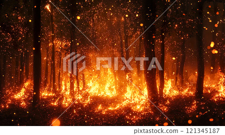 Scenery of a raging forest (wildfire) 121345187