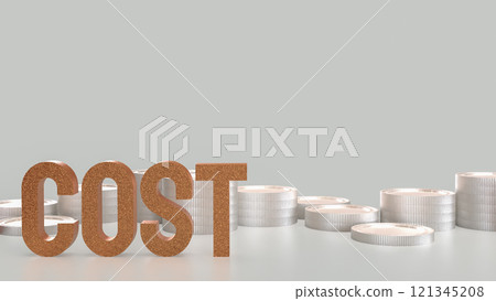 The Gold cost text and coins for business concept 3d rendering. The Gold cost text and coins for business concept 3d rendering. 121345208