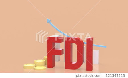 The FDI text and coins for Business concept 3d rendering. The FDI text and coins for Business concept 3d rendering. 121345213