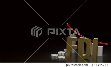 The FDI text and coins for Business concept 3d rendering. The FDI text and coins for Business concept 3d rendering. 121345214