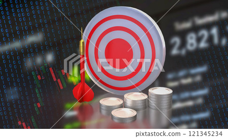 The Dart and coins for Business concept 3d rendering. 121345234