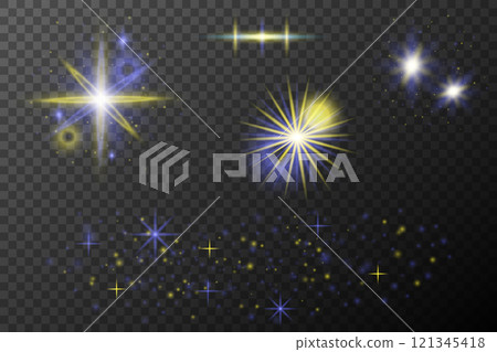 set of blue glowing stars 121345418